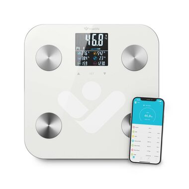 TrueLife FitScale W7 BT bílá diagnostická osobní váha / bluetooth / displej / 4x AAA baterie 