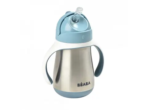 Beaba Hrnek termoizolační s brčkem nerez 250ml modrá