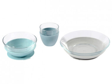 Beaba Jídelní sada skleněná s přísavkami Jungle