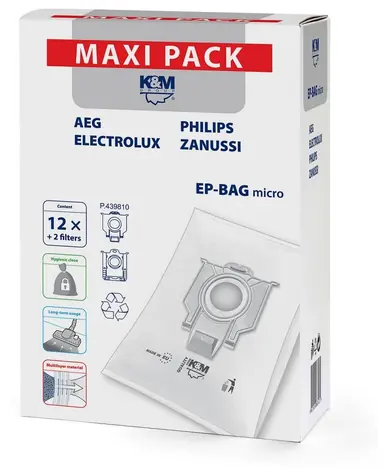 K&M Sáčky do vysavače EP-BAG micro / 12ks + 2 filtry