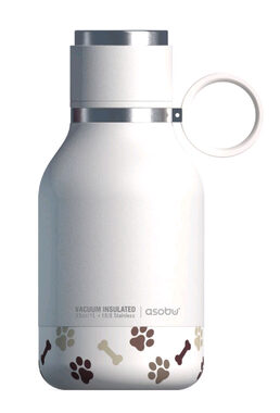 Asobu Dog Bowl Bottle White 0.975 L / Láhev s miskou pro psa / chladný až 24 hodin / nerezová ocel