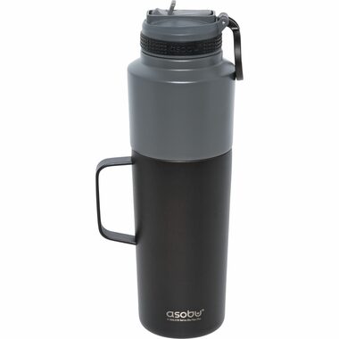 Asobu Twin Pack Bottle with Mug black 0.9 L + 0.6 L / Termoláhev + hrnek / nerezová ocel