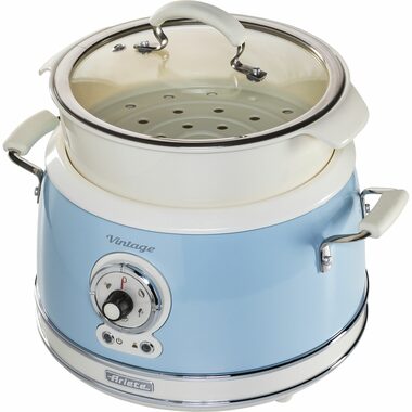 Ariete 2904 Vintage modrý / Parní hrnec / 700W / 2 nádoby / 1.8 l nádoba na vodu 