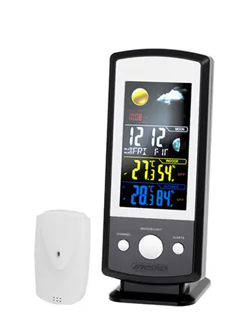 Mesko MS 1177 černá / Meteorologická stanice / hodiny / teplota / vlhkost / předpověď / 2x AA