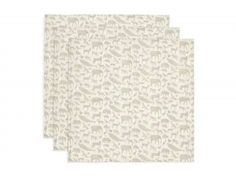 Jollein Pleny 70x70 cm Animals Olive Green 3 ks 