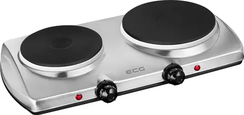 ECG EV 2512 Stainless šedá / dvouplotýnkový elektrický vařič / 2500 W / 185 mm 1500W + 155 mm 1000W 