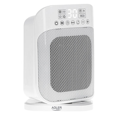 Adler AD 7727 bílá / Teplovzdušný ventilátor / 1500W / 2 stupně / dálkové ovládání