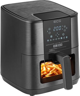 ECG AF 5500 Crunchy černá / Horkovzdušná fritéza / 1350 W / 5.5 L / 80-200°C / 8 programů 