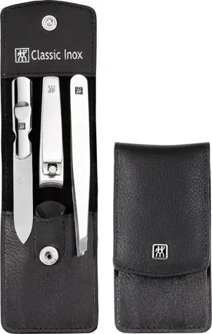 Zwilling 97435-004 CLASSIC INOX černá / Sada na manikúru v koženém pouzdře / 3 ks