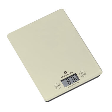 ZASSENHAUS 73256 béžová / Digitální kuchyńská váha / max. 5 kg / funkce TARE / LCD 