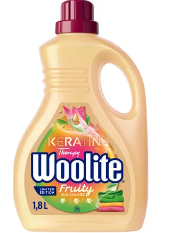 Woolite Keratin Colour Fruity 30 dávek 1.8 l / Tekutý prací prostředek na barevné prádlo