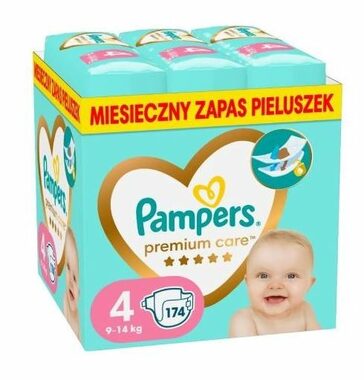 Pampers Premium Care 9-14kg (174ks) / Pleny / Velikost 4 (9-14 kg)