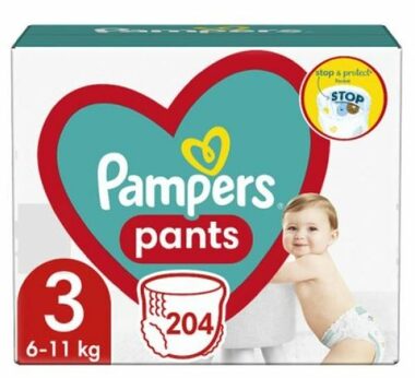 Pampers Pants 6-11kg (204ks) / Plenkové kalhotky / Velikost 3 (6-11kg)