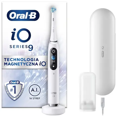 Oral-B iO Series 9 White Alabaster / Elektrický zubní kartáček / magnetický iO / 7 režimů /  AI / OLED 