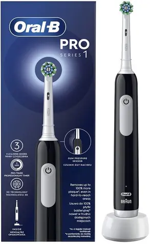 Oral-B Pro Series 1 Cross Action černý / Elektrický zubní kartáček / oscilační / 3 režimy / senzor tlaku 