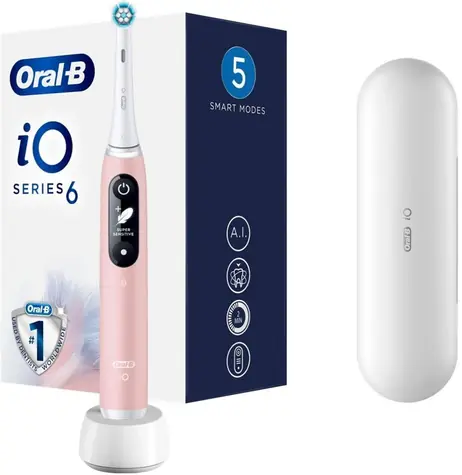 Oral-B iO Series 6 Pink Sand / Elektrický zubní kartáček / magnetické iO / 5 režimů / AI / OLED 