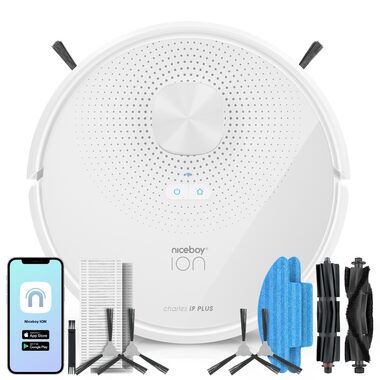 Niceboy ION Charles i9 Plus bílá / Robotický vysavač s mopem / sací výkon 2500 Pa / prachová nádoba 240 ml / HEPA