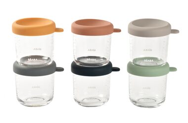 Beaba Kelímky na jídlo skleněné 6x 250 ml Sunrise