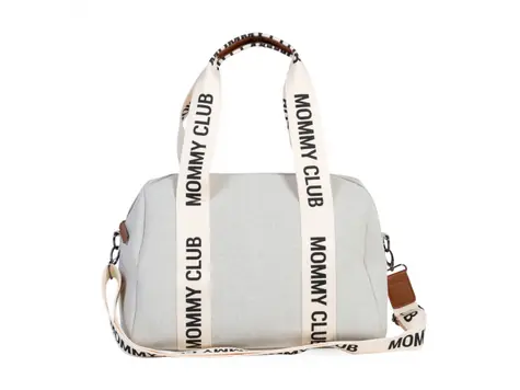Childhome Přebalovací taška Mommy Club Signature Canvas Off White / Rozměry: 38 x 27 x 21 cm / Objem: 22 l