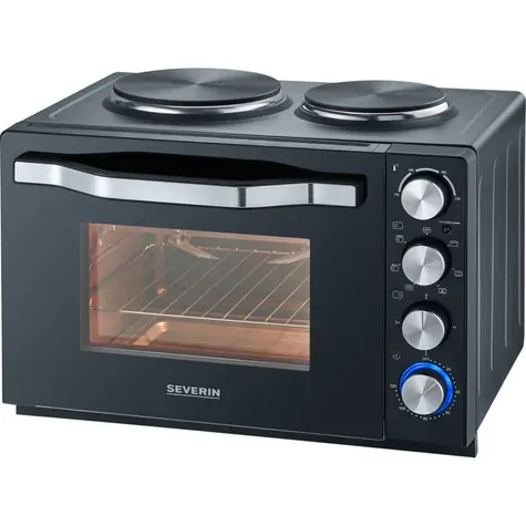 Severin TO 2074 černá / Mini trouba s vařičem / 2500W / 30l / 2 plotny