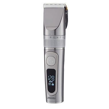 Mesko MS 2843 šedá / Aku zastřihovač vlasů / IPX6 / provoz až 180 min / LED displej / 4 nástavce