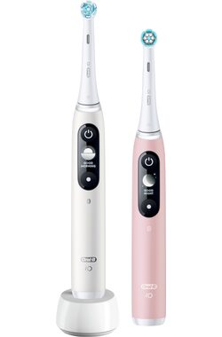 Oral-B iO Series 6 Duo bílý|růžový / Elektrický zubní kartáček / magnetické iO / 5 režimů / AI / OLED
