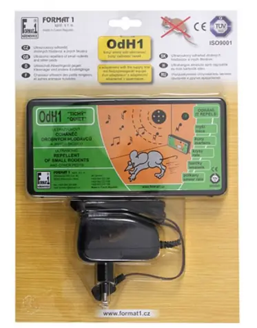 Format1 OdH1/t + nap. adaptér - Tichý odháněč na myši & plašič kun pro dům a chatu / 100 m2