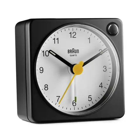 Braun BC02 černá & bílá / Klasický budík / 1x AA baterie
