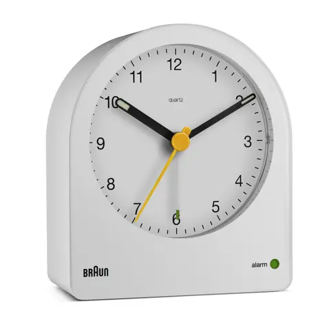 Braun BC22 bílá / Klasický budík / Senzor světla / 1x AA baterie 