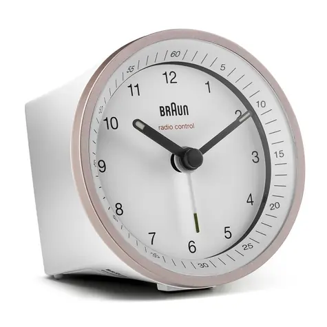 Braun BC07 růžová & bílá / Klasický budík / Analogový / DCF ( Rádiem řízené) / 1x AA baterie