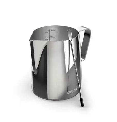 Xavax Barista konvička na přípravu mléčné pěny stříbrná / s perem pro Latte Art / 600ml / nerez