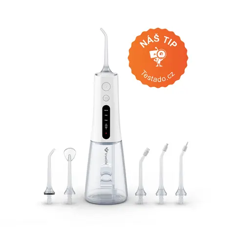 TrueLife AquaFloss Compact L100 / Ústní sprcha / 300 ml / 6x trysky / 3 režimy / časovač / displej / USB-C  / IPX7 