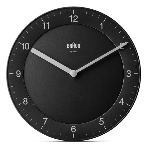 Braun BC06 černá / Nástěnné hodiny / Analogové / 1x AA baterie / průměr 20 cm