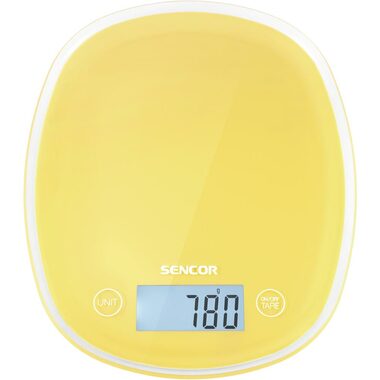 SENCOR SKS 36YL žlutá / digitální kuchyňská váha / max. 5 kg / funkce TARE / dotyk. tlačítka