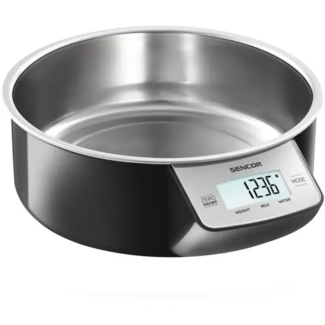 SENCOR SKS 4030BK černá / digitální kuchyňská váha / nerez miska 1L / max. 5 kg / funkce TARE / dotyk. tlačítka