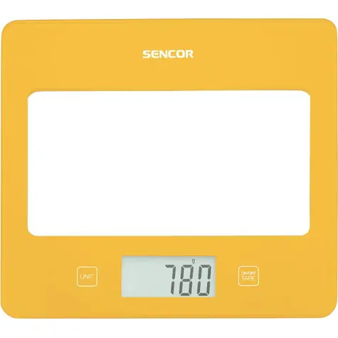 SENCOR SKS 5036YL žlutá / digitální kuchyňská váha / max. 5 kg / funkce TARE / dotyk. tlačítka