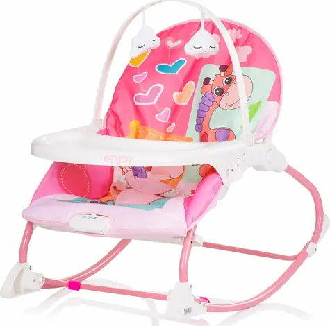 CHIPOLINO Dětské houpací křesílko Enjoy - růžové / od 0 - 6 měsíců / do 9 kg