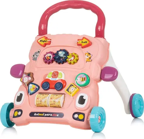 CHIPOLINO Chodítko interaktivní Funny Animals Pink / od 6 měsíců 