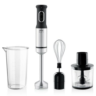 Niceboy ION Twister T3 stříbrná / Tyčový mixér / 1200 W / nádoba 600 ml / minisekáček / šlehací metla 