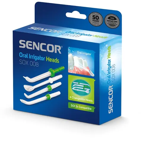 SENCOR SOX 008 Náhradní hlavice pro ústní sprchu bílá (4ks) / pro SENCOR SOI 2x