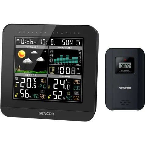 SENCOR SWS 5800 Meteostanice černá / barevný LCD / bezdrátové čidlo