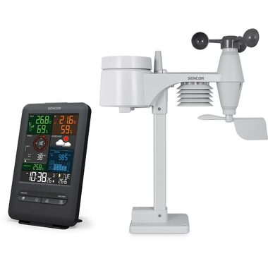 SENCOR SWS 9300 Meteostanice černá / barevný LCD / bezdrátové čidlo 5v1
