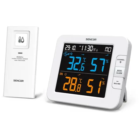 SENCOR SWS 8600 SH Meteostanice černá / barevný LCD / bezdrátové čidlo