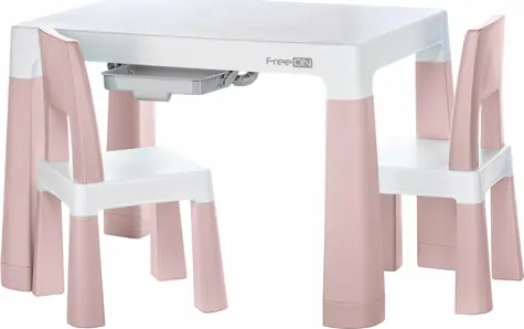 FreeON Plastový stolek s židlemi Neo bílá/růžová / od 3 do 9 let