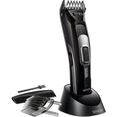 SENCOR SHP 4501BK / Aku zastřihovač vlasů / Provoz až 40 minut / 2 nástavce / 3-35 mm