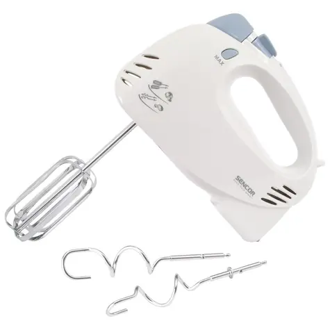 SENCOR SHM 5203-EUE3 bílá / Ruční šlehač / 400 W / 5 rychlostí / hnětací & šlehací metly
