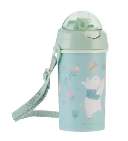 KikkaBoo Hrnek se silikonovým brčkem a popruhem 450ml Music Fest Pink / od 4 let