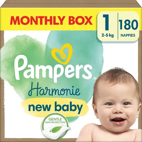 Pampers Harmonie Baby 2-5 kg (180ks) / Pleny / Velikost 1 (2-5 kg)