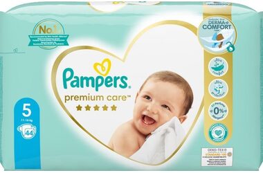 Pampers Premium Care 11-16 kg (44ks) / Pleny / Velikost 5 (11-16 kg)