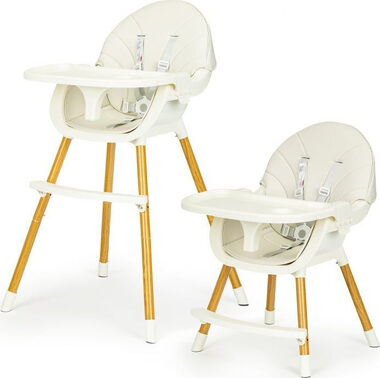 ECOTOYS Jídelní židlička 2v1 Béžová / od 6 měsíců